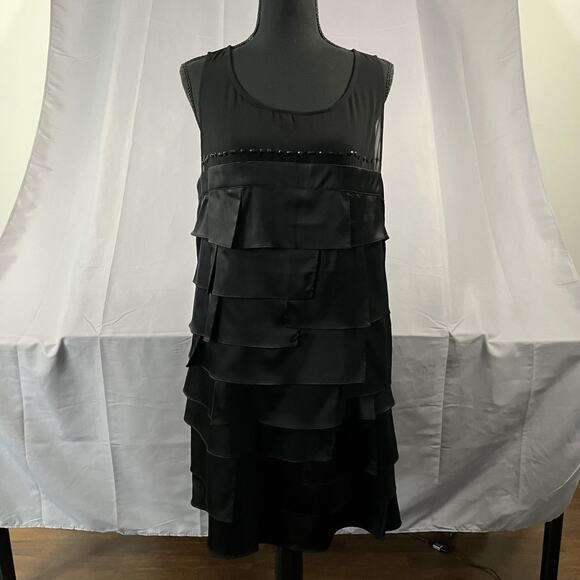 Faith 21 Dress Womens 2X Black Tiered Ruffle Sleeveless Beaded Tank Plus Size - Picture 1 of 12